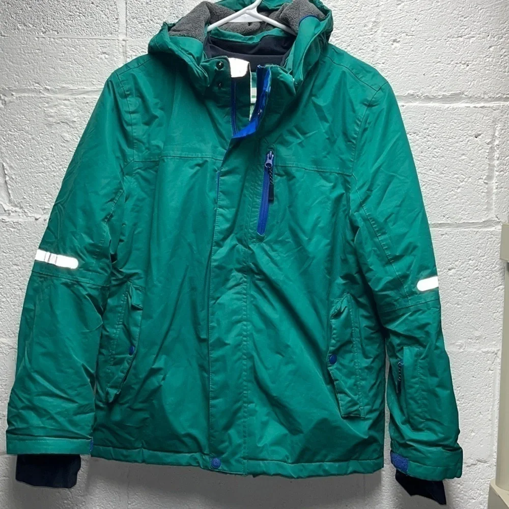 Boden Kids hooded Jacket size 13-14y green and blue